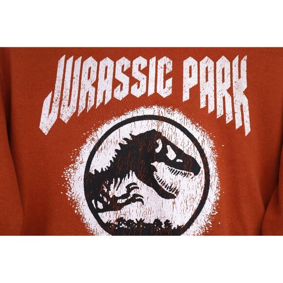 Vintage Y2K Jurassic Park Rust Orange Graphic Hoodie Large Cotton Blend - Picture 3 of 9